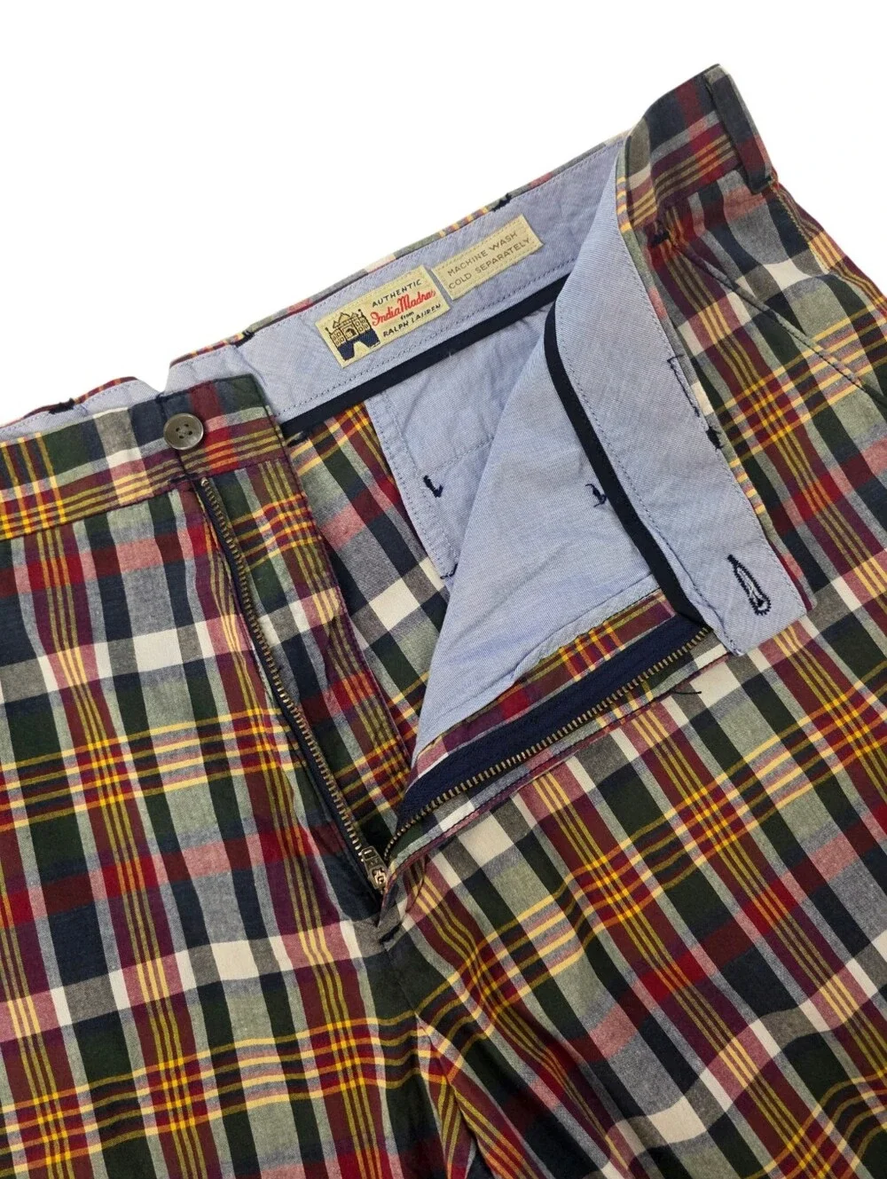 Polo Ralph Lauren India Madras Plaid Shorts Men 40 100% Cotton Heritage Preppy